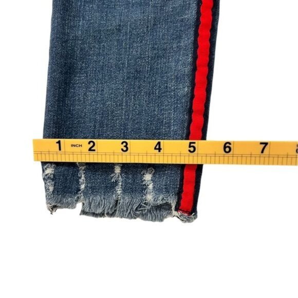 Abercrombie & Fitch A&F Simone High Rise Ankle Tuxedo Red Stripe Jeans Size 6 - Picture 10 of 13
